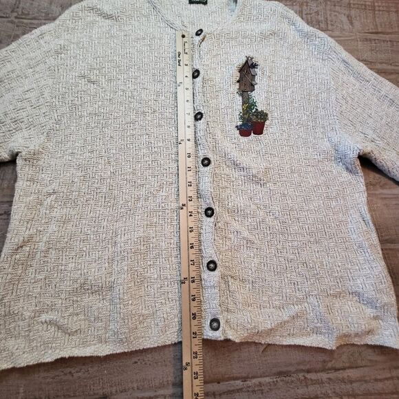Traverse Bay Woolen Co Womens XL Light Brown Cardigan Embroidered - Picture 7 of 9